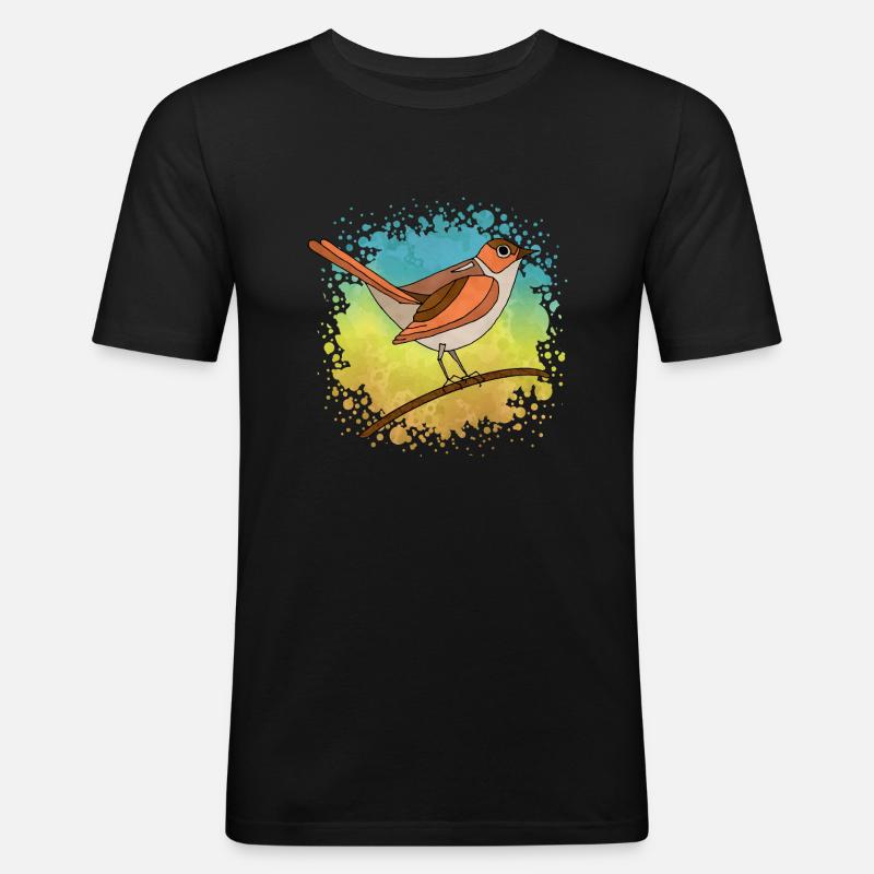 Bunter Vogel - Männer Slim Fit T-Shirt - Schwarz