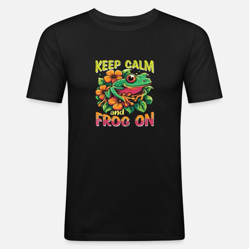 Keep Calm and Frog on - Men's Slim Fit T-Shirt - black