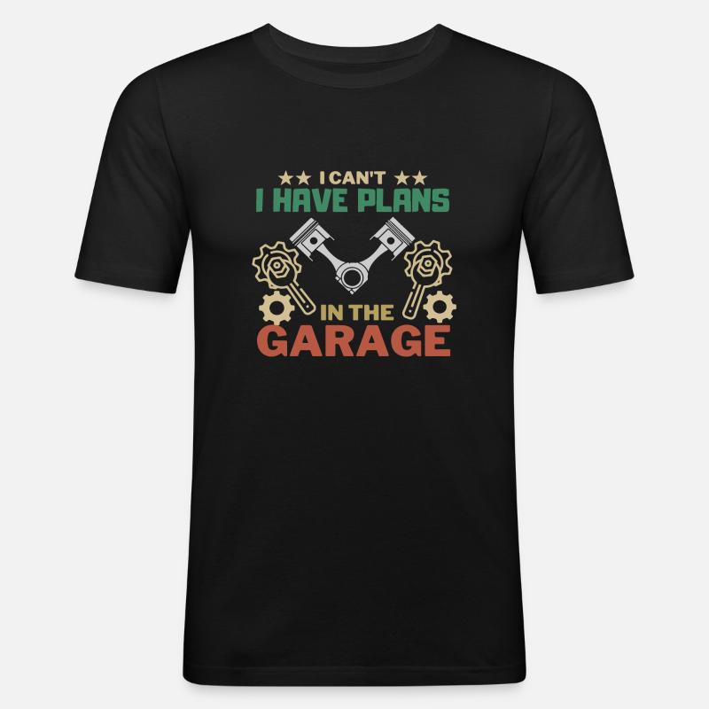 Non posso, ho dei piani in garage - Maglietta aderente da uomo - nero
