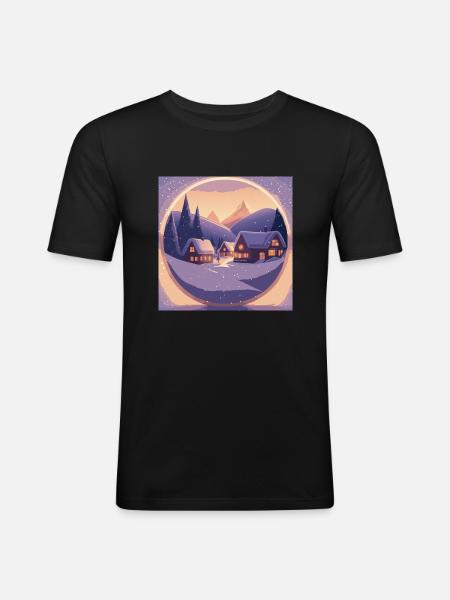 Village in snow globe - Men's Slim Fit T-Shirt - black