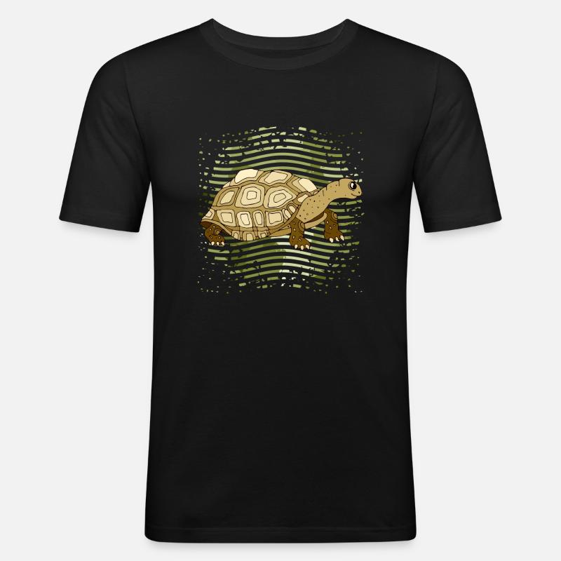 Schildkröte - Männer Slim Fit T-Shirt - Schwarz