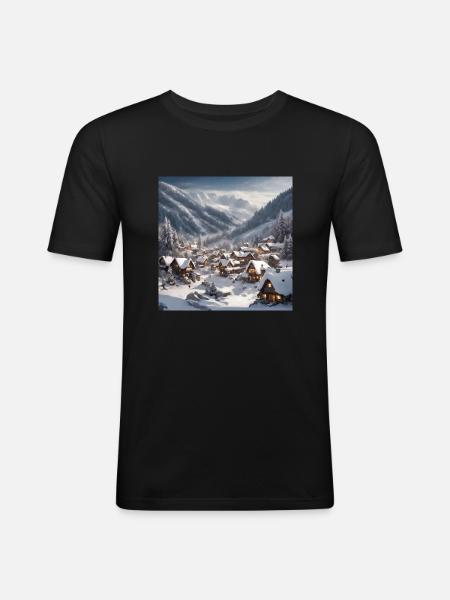 Winterdorf - Männer Slim Fit T-Shirt - Schwarz