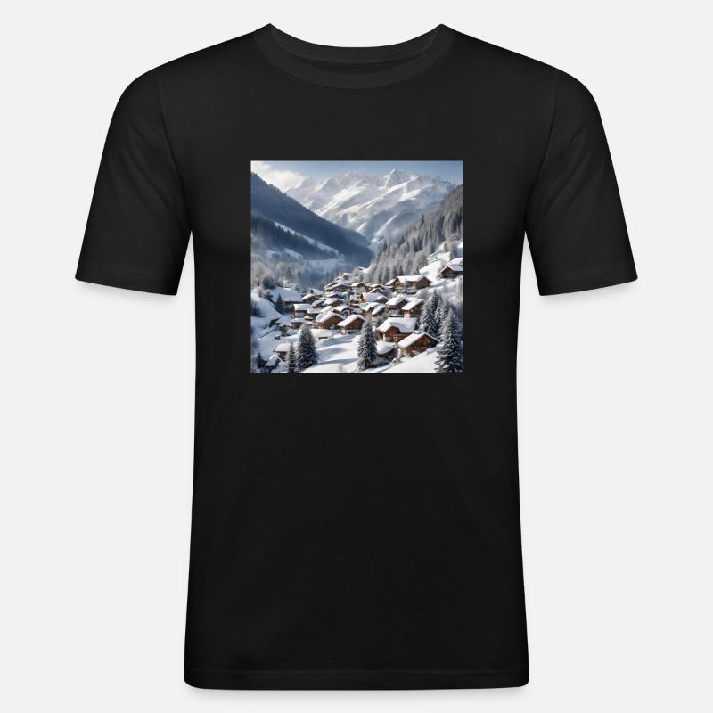Winterdorf - Männer Slim Fit T-Shirt - Schwarz