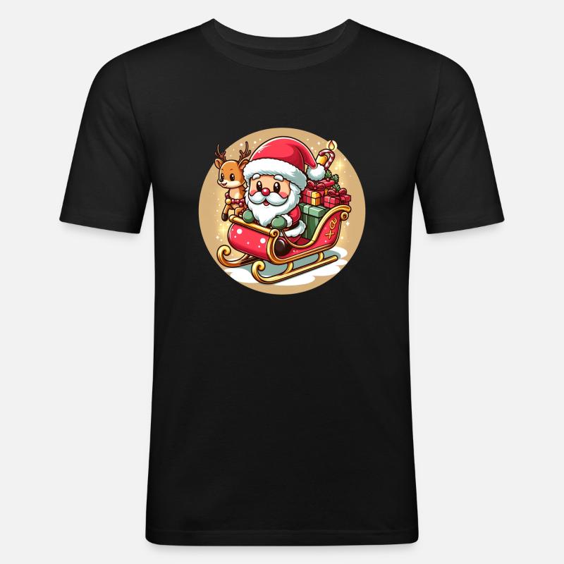 Weihnachtsmann - Männer Slim Fit T-Shirt - Schwarz