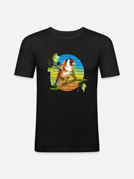 Bunter Vogel - Männer Slim Fit T-Shirt - Schwarz