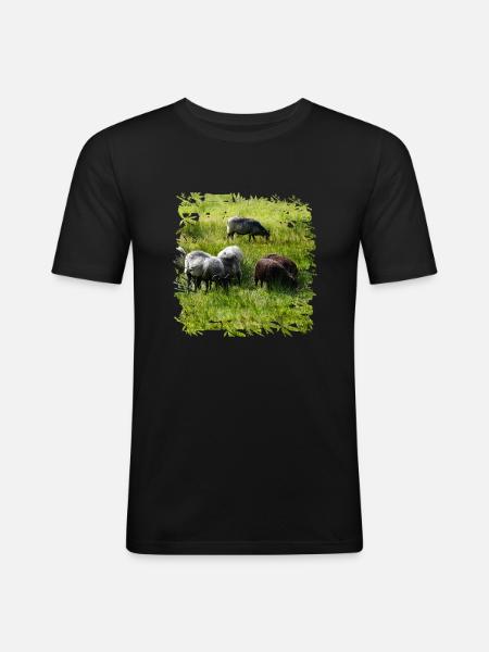 Heidschnucken sind gute Futterverwerter - Männer Slim Fit T-Shirt - Schwarz