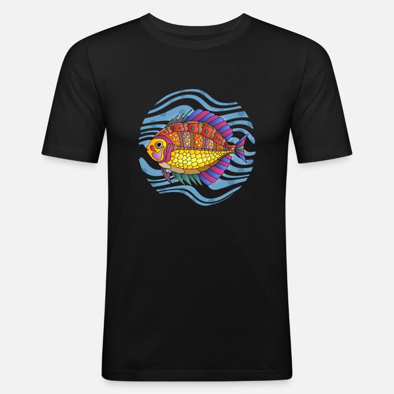 Fisch - Männer Slim Fit T-Shirt - Schwarz