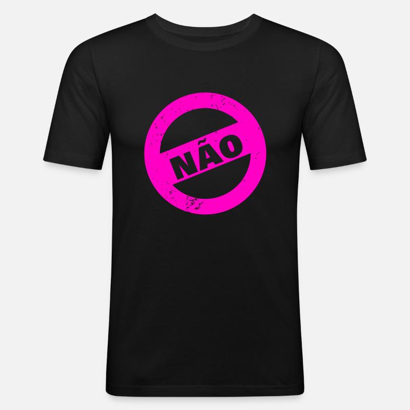 NÃO - Männer Slim Fit T-Shirt - Schwarz