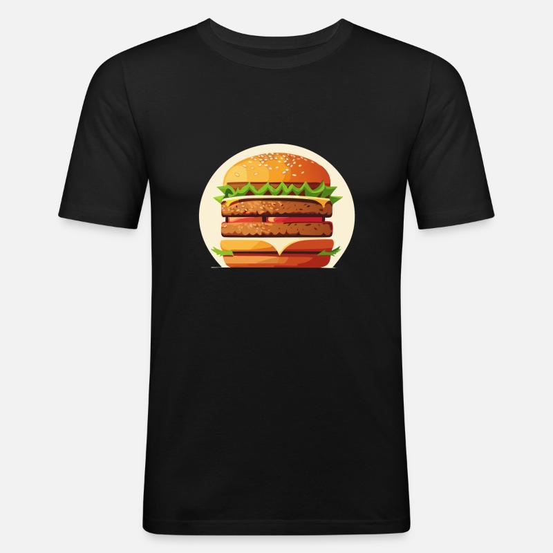 Saftiger leckerer Burger - Männer Slim Fit T-Shirt - Schwarz