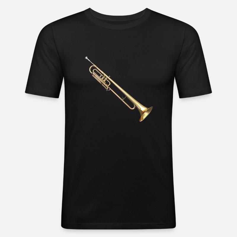 Die Posaune ist ein Blechblasinstrument - Männer Slim Fit T-Shirt - Schwarz