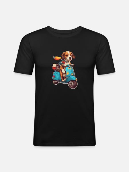 Dog on a scooter - Men's Slim Fit T-Shirt - black