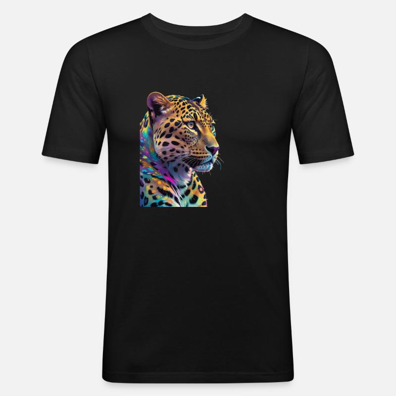Leopard - Männer Slim Fit T-Shirt - Schwarz
