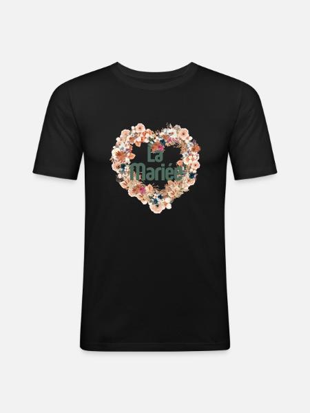 Das Braut Blumenherz - Männer Slim Fit T-Shirt - Schwarz