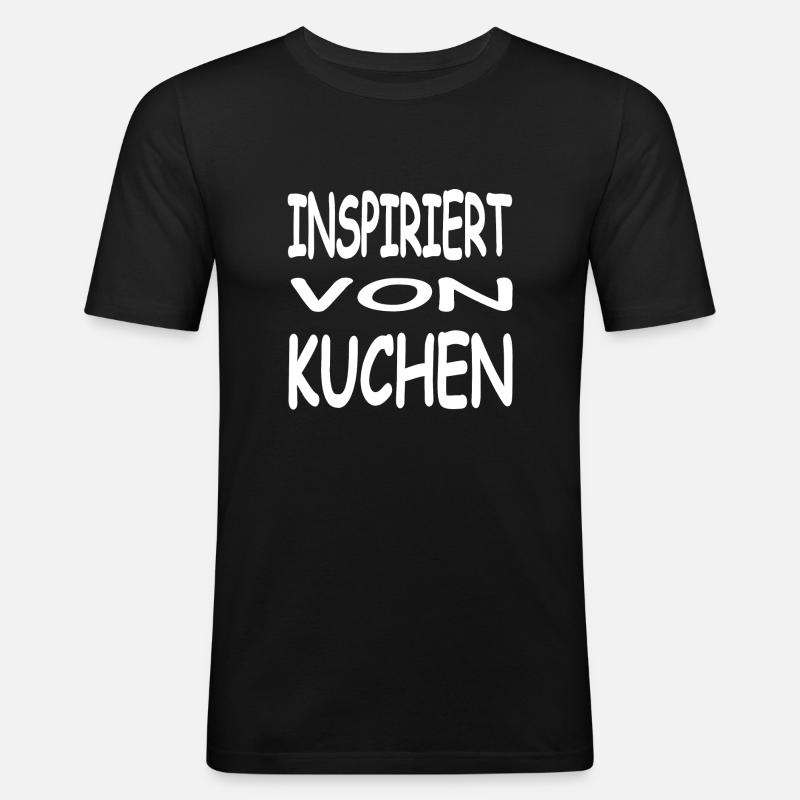 Kuchen - Männer Slim Fit T-Shirt - Schwarz