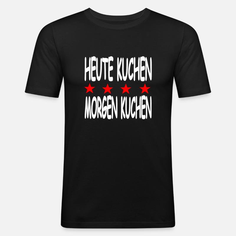 Kuchen - Männer Slim Fit T-Shirt - Schwarz