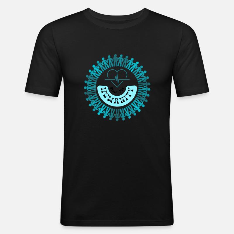 Stand for humanity - Männer Slim Fit T-Shirt - Schwarz