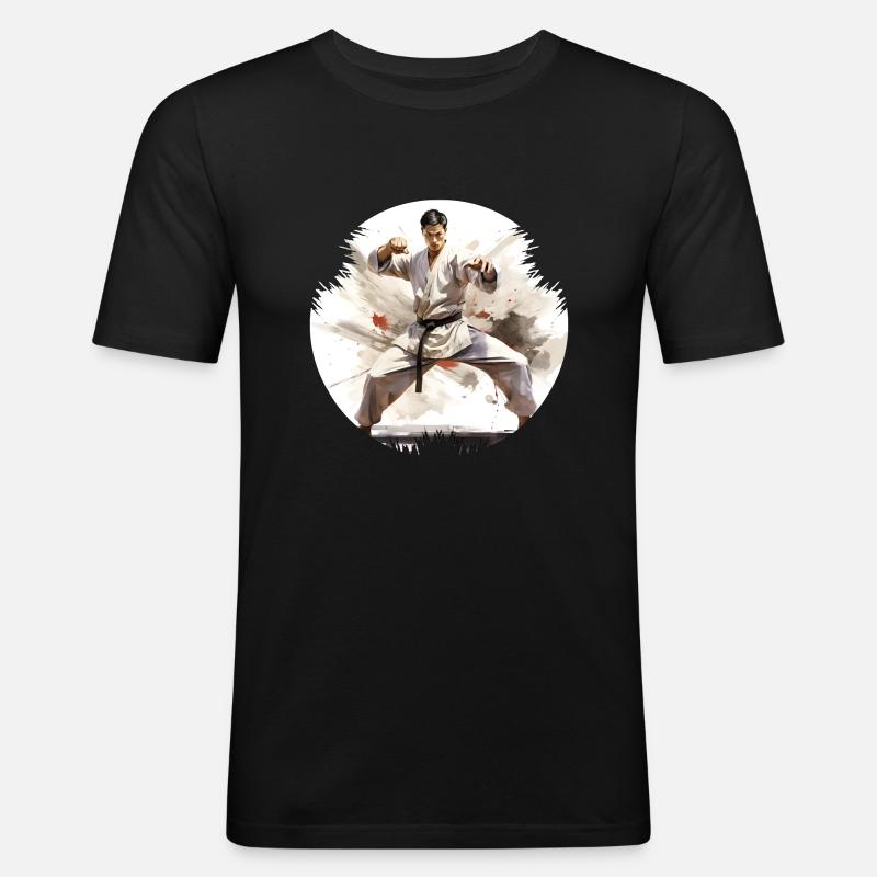 Karate, Kampfkunst mit chinesischen Einflüssen - Männer Slim Fit T-Shirt - Schwarz