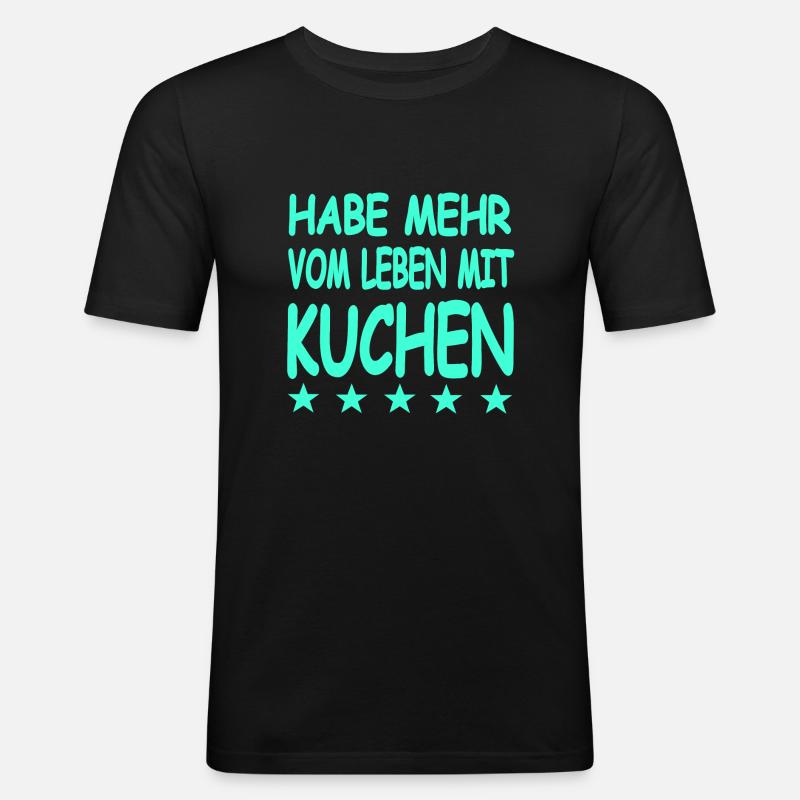 Kuchen - Männer Slim Fit T-Shirt - Schwarz