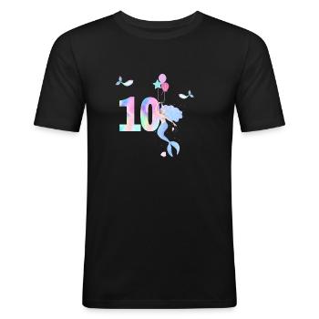 10th Anniversary Mermaid - Men's Slim Fit T-Shirt - black - Front - Nik (191cm)