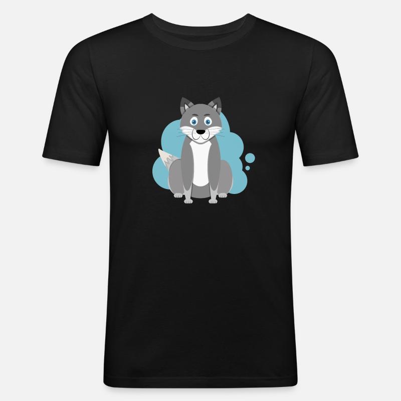 Karikatur Wolf Splash - Männer Slim Fit T-Shirt - Schwarz