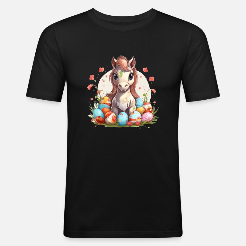 Easter eggs with bangs - Men's Slim Fit T-Shirt - black