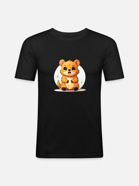Teddy Bear Logo Cute Quokka Bear - Men's Slim Fit T-Shirt - black