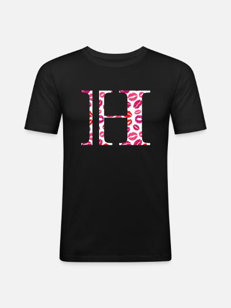 Letter h kisses - Men's Slim Fit T-Shirt - black