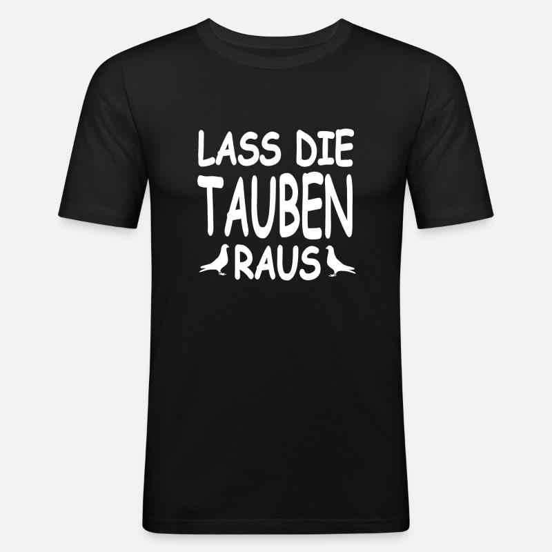 Tauben - Männer Slim Fit T-Shirt - Schwarz