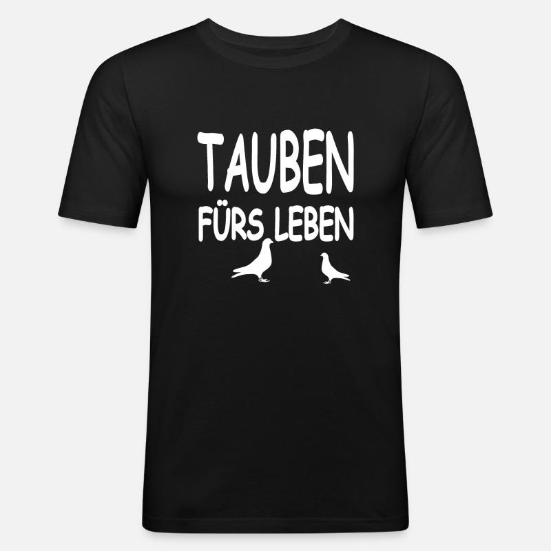 Tauben - Männer Slim Fit T-Shirt - Schwarz