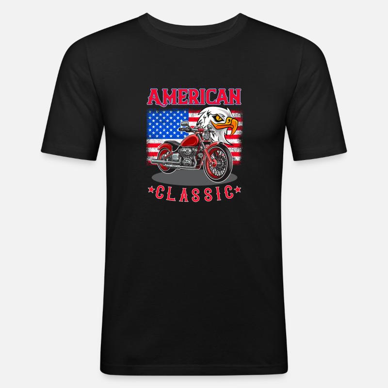 MADFOXX - Amerika Classics Bikes - Männer Slim Fit T-Shirt - Schwarz