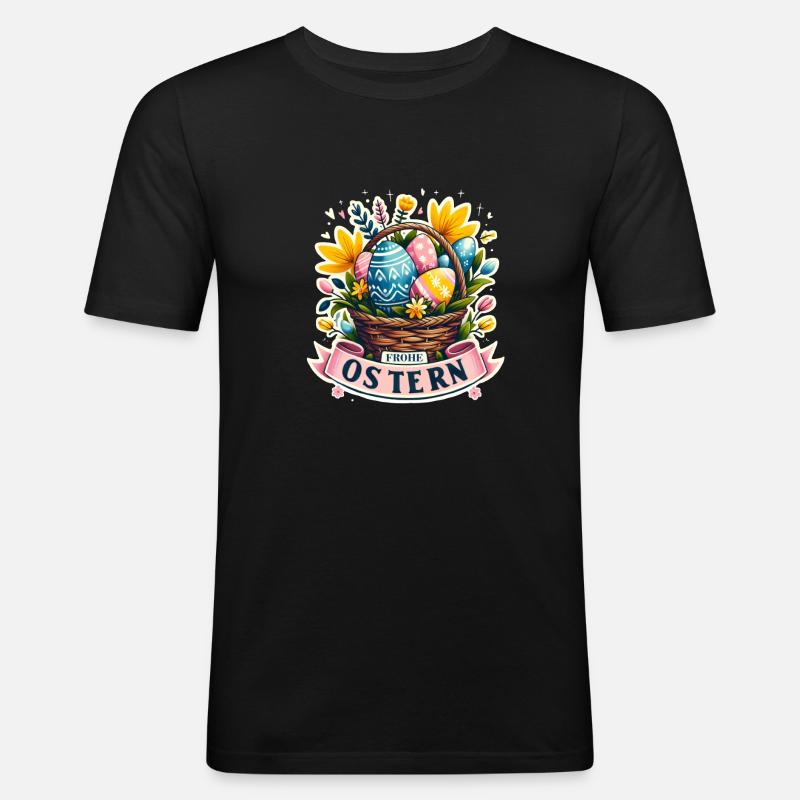 Easter Basket Happy Easter - Men's Slim Fit T-Shirt - black