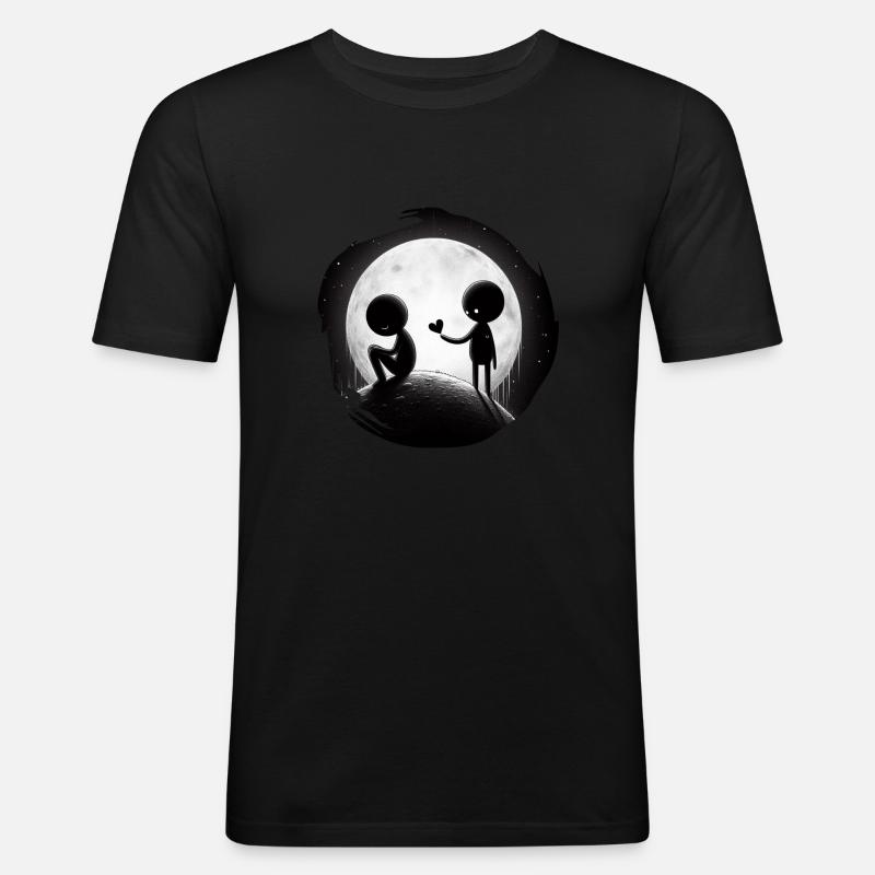 Miteinander statt Einsam - Männer Slim Fit T-Shirt - Schwarz