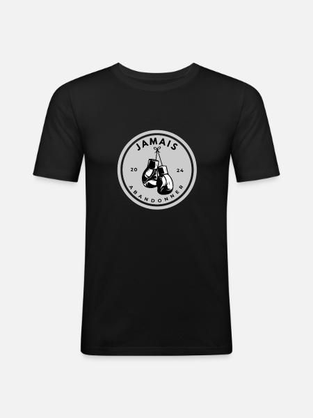 Boxe - Jamais Abandonner - T-shirt près du corps Homme - noir