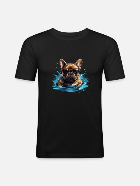 Dog Swimming Champion - Men's Slim Fit T-Shirt - black