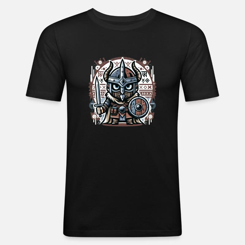 Wikinger Eulenwächter - Männer Slim Fit T-Shirt - Schwarz