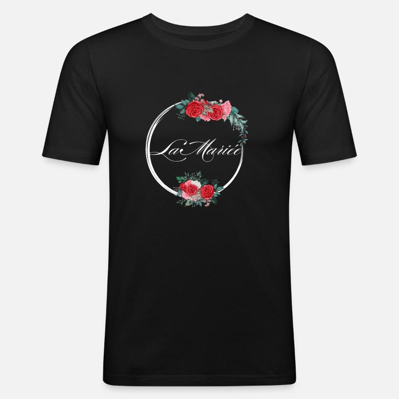 Die rote Blumenbraut - Braut Geschenkidee - Männer Slim Fit T-Shirt - Schwarz