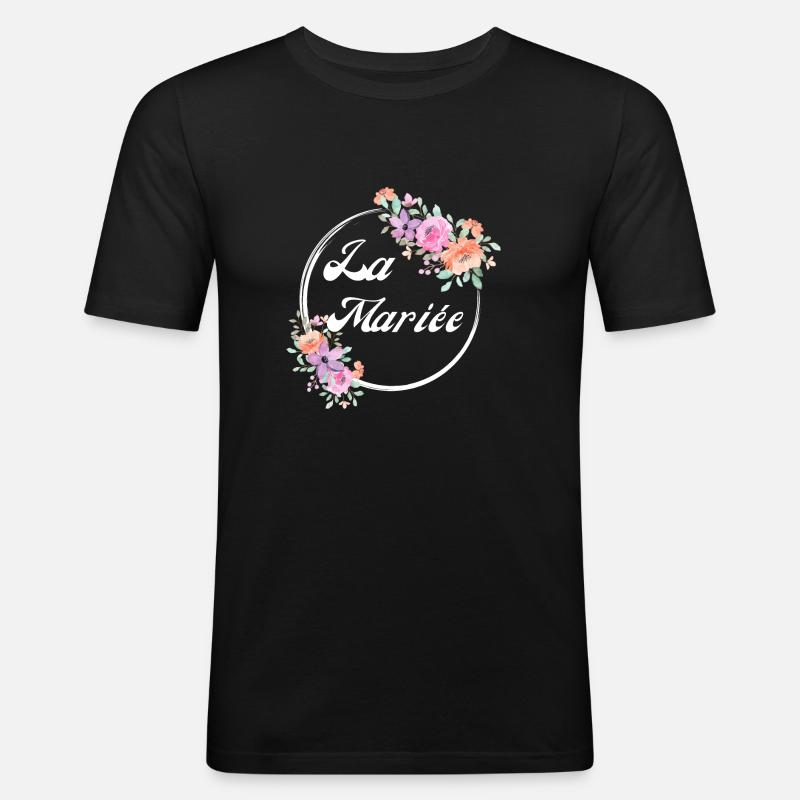 Die rosa Blumenbraut - Braut Geschenkidee - Männer Slim Fit T-Shirt - Schwarz