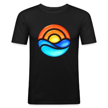 Sunset Retro Glass - Men's Slim Fit T-Shirt - black - Front - Nik (191cm)