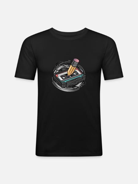 cassette - Men's Slim Fit T-Shirt - black