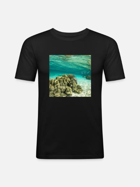 Ocean life - Männer Slim Fit T-Shirt - Schwarz