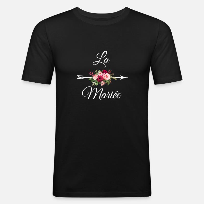 Der Brautpfeil Blumenstrauß - Männer Slim Fit T-Shirt - Schwarz