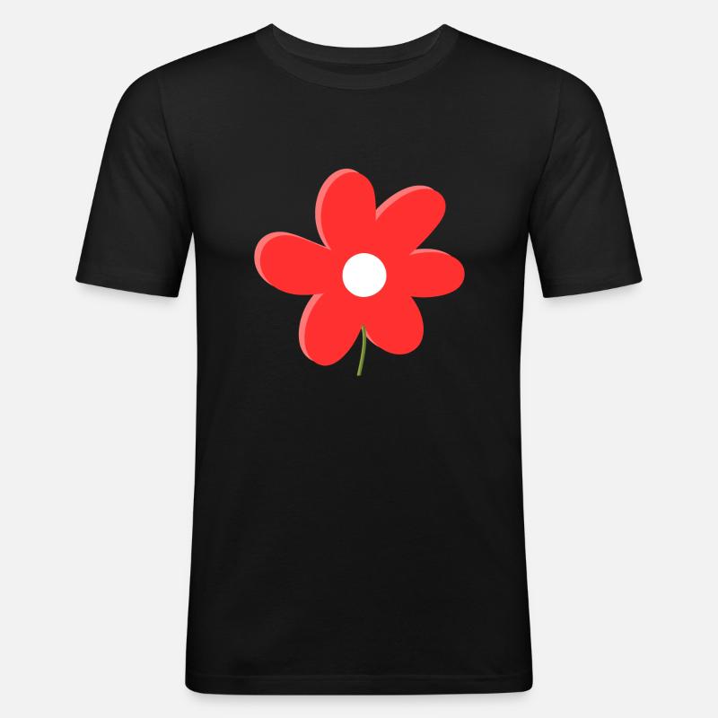 Rote Gänseblümchenblume - Männer Slim Fit T-Shirt - Schwarz