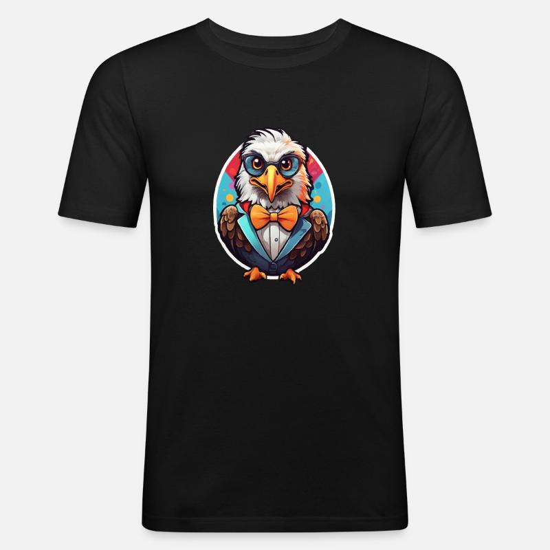 Funny Eagle Comic - Men's Slim Fit T-Shirt - black