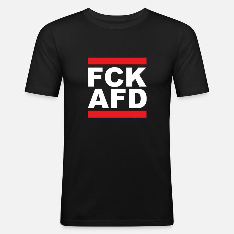 FCK AfD - Männer Slim Fit T-Shirt - Schwarz