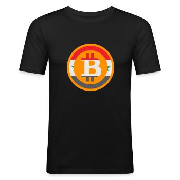 Bitcoin Syrien - Männer Slim Fit T-Shirt - Schwarz - Vorne - Nik (191cm)