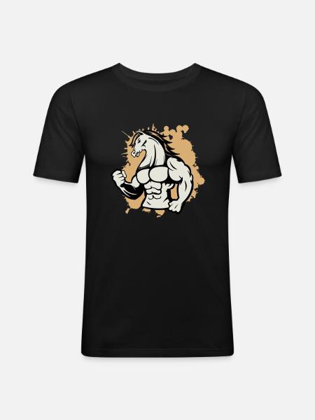 pferd stark - Männer Slim Fit T-Shirt - Schwarz