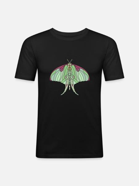 Art Nouveau Inspired Luna Moth - Men's Slim Fit T-Shirt - black