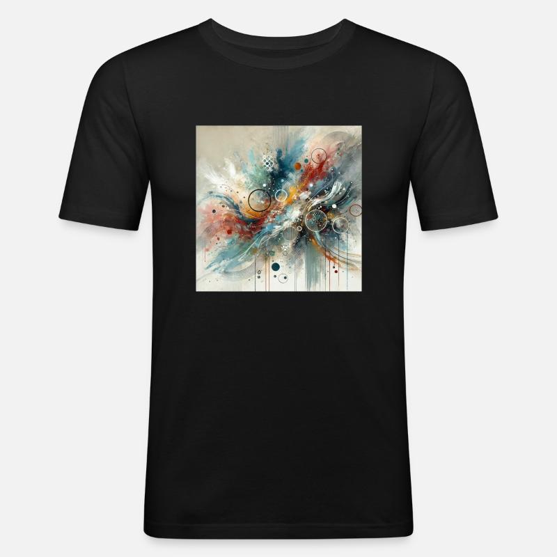 Dynamischer Fluss - Abstraktes Gemälde - Männer Slim Fit T-Shirt - Schwarz