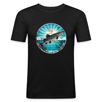 Pike Predator Fishing - Men's Slim Fit T-Shirt - black - Front - Nik (191cm)