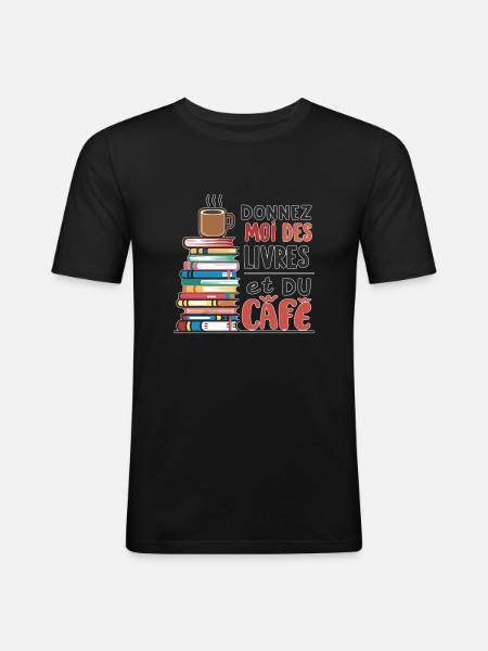 Books & Coffee - Culture & Drink - Men's Slim Fit T-Shirt - black